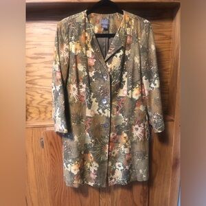 Sigrid Olsen Olive Floral Silk Duster/Coat